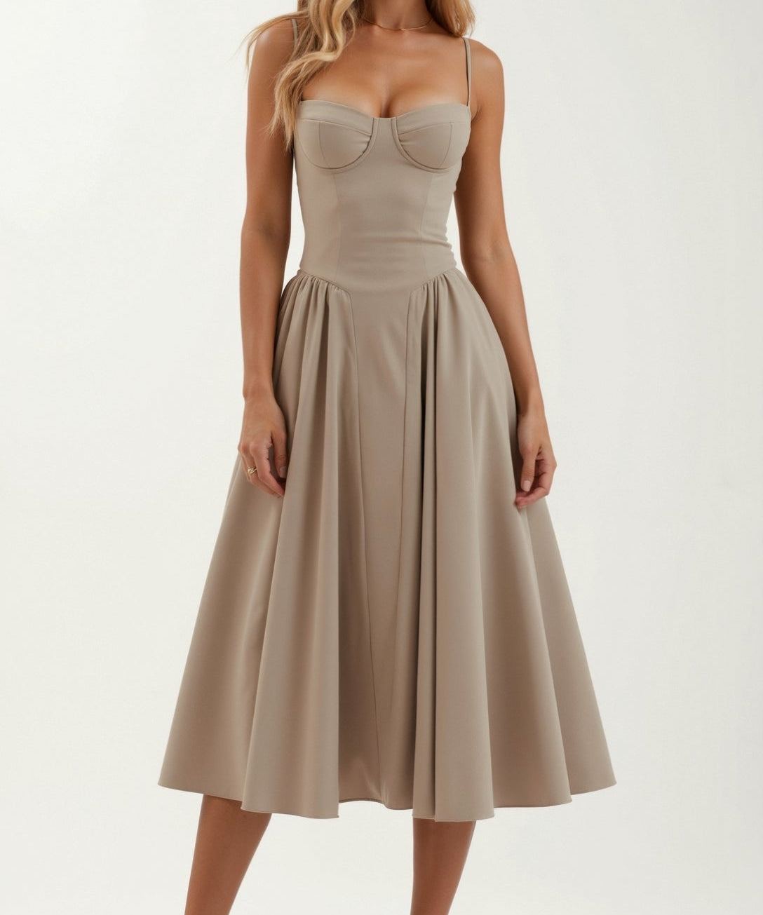 Odete - Vestido midi corpete estruturado