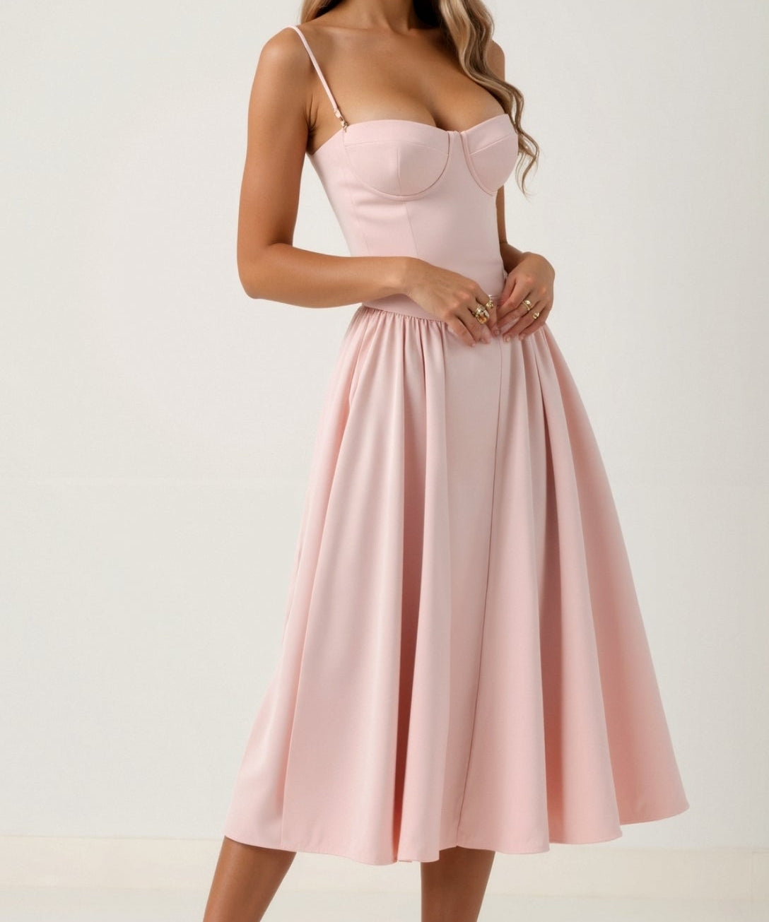 Odete - Vestido midi corpete estruturado