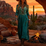 Maria - Obleka Casual z Dolgimi Rokavi z Vintage Inspiracijo