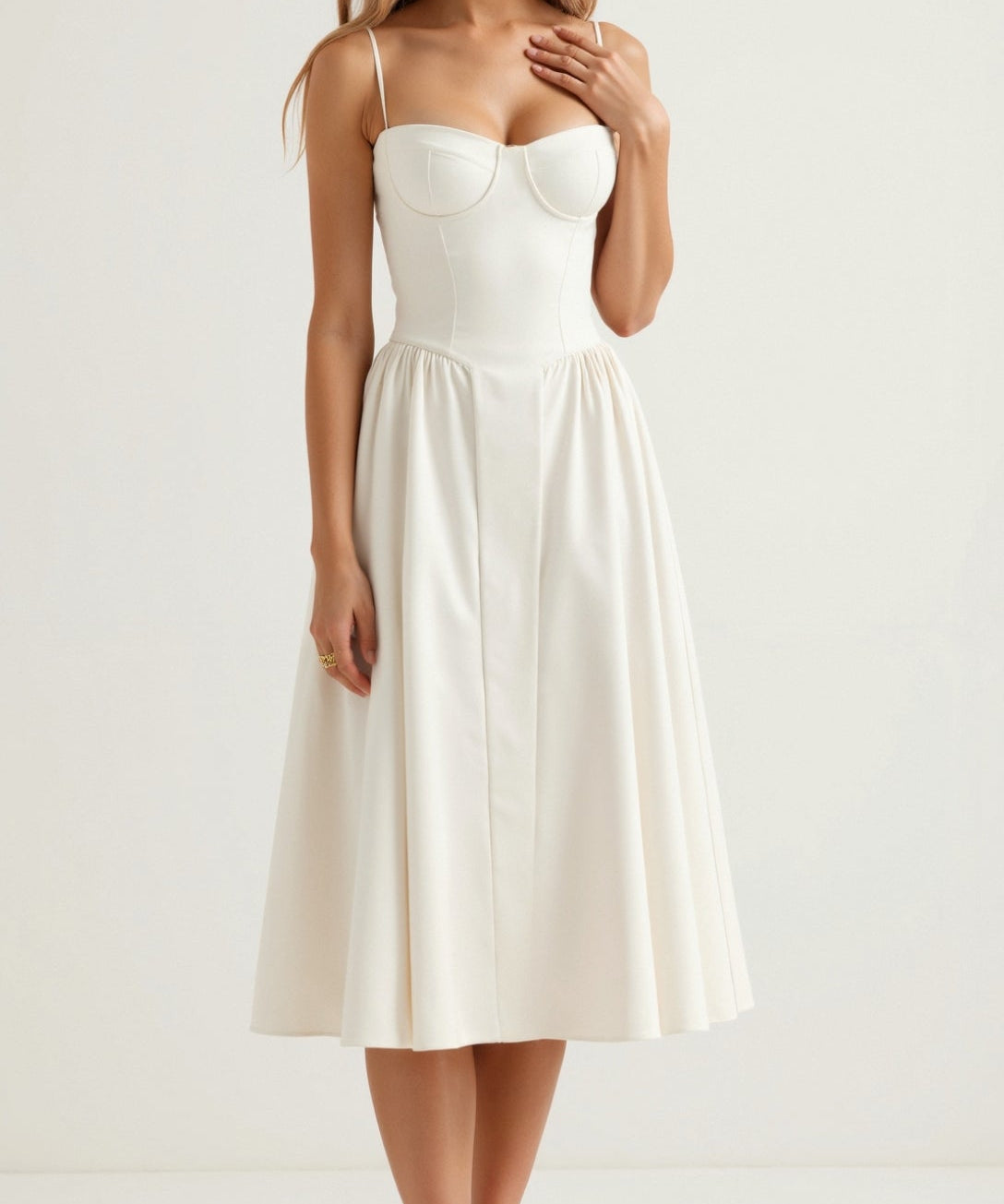 Odete - Vestido midi corpete estruturado