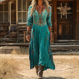 Maria - Obleka Casual z Dolgimi Rokavi z Vintage Inspiracijo