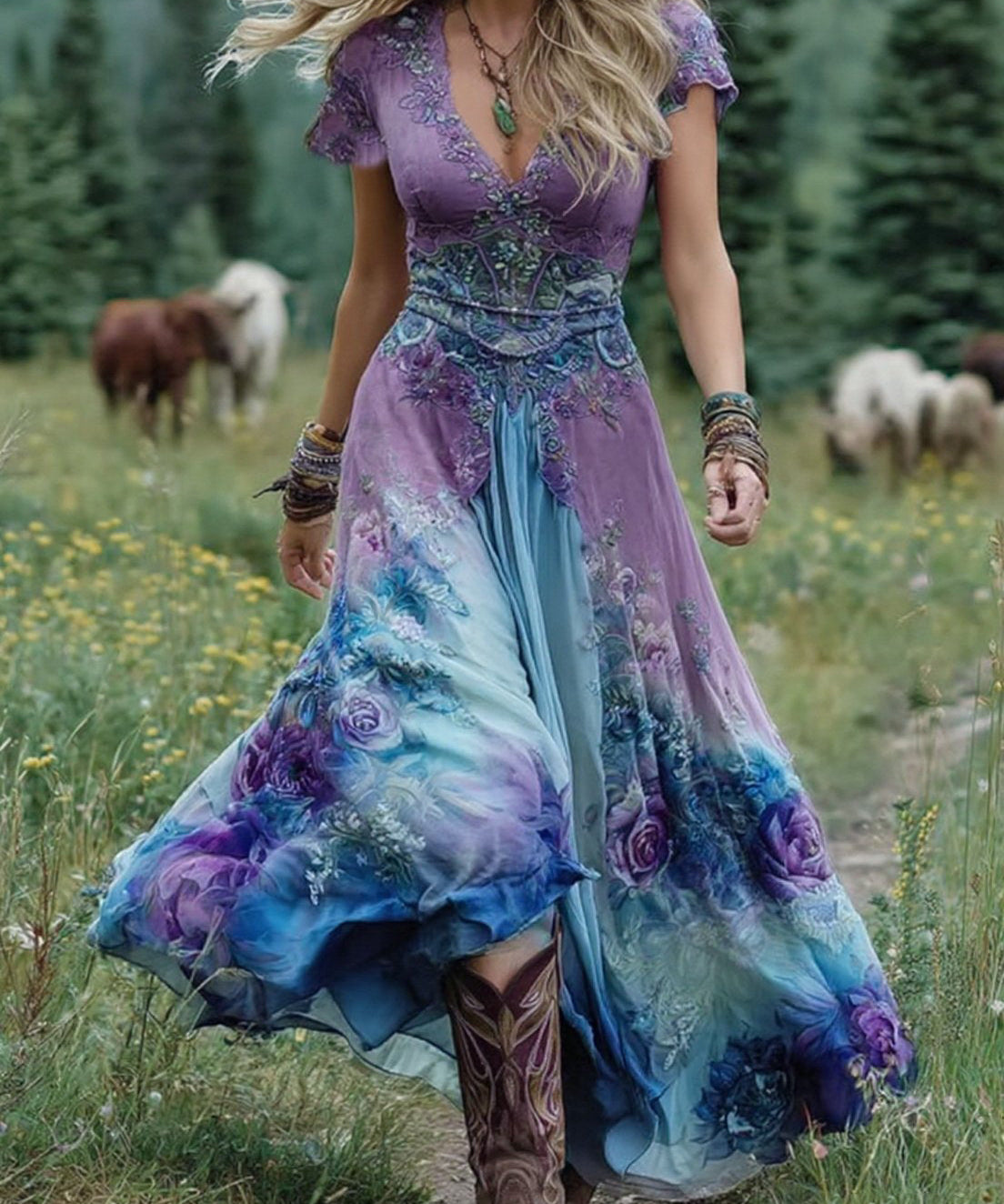Serena - Vestido Maxi Curto Floral