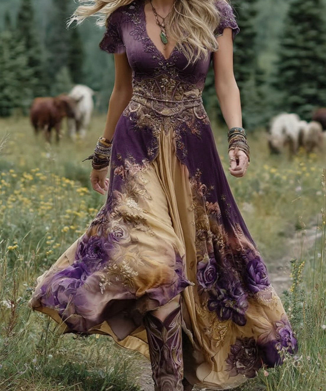 Serena - Vestido Maxi Curto Floral