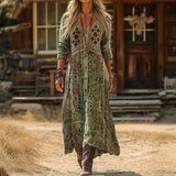 Maria - Casual Obleka z Dolgimi Rokavi, Navdihnjena z Vintage Stilom