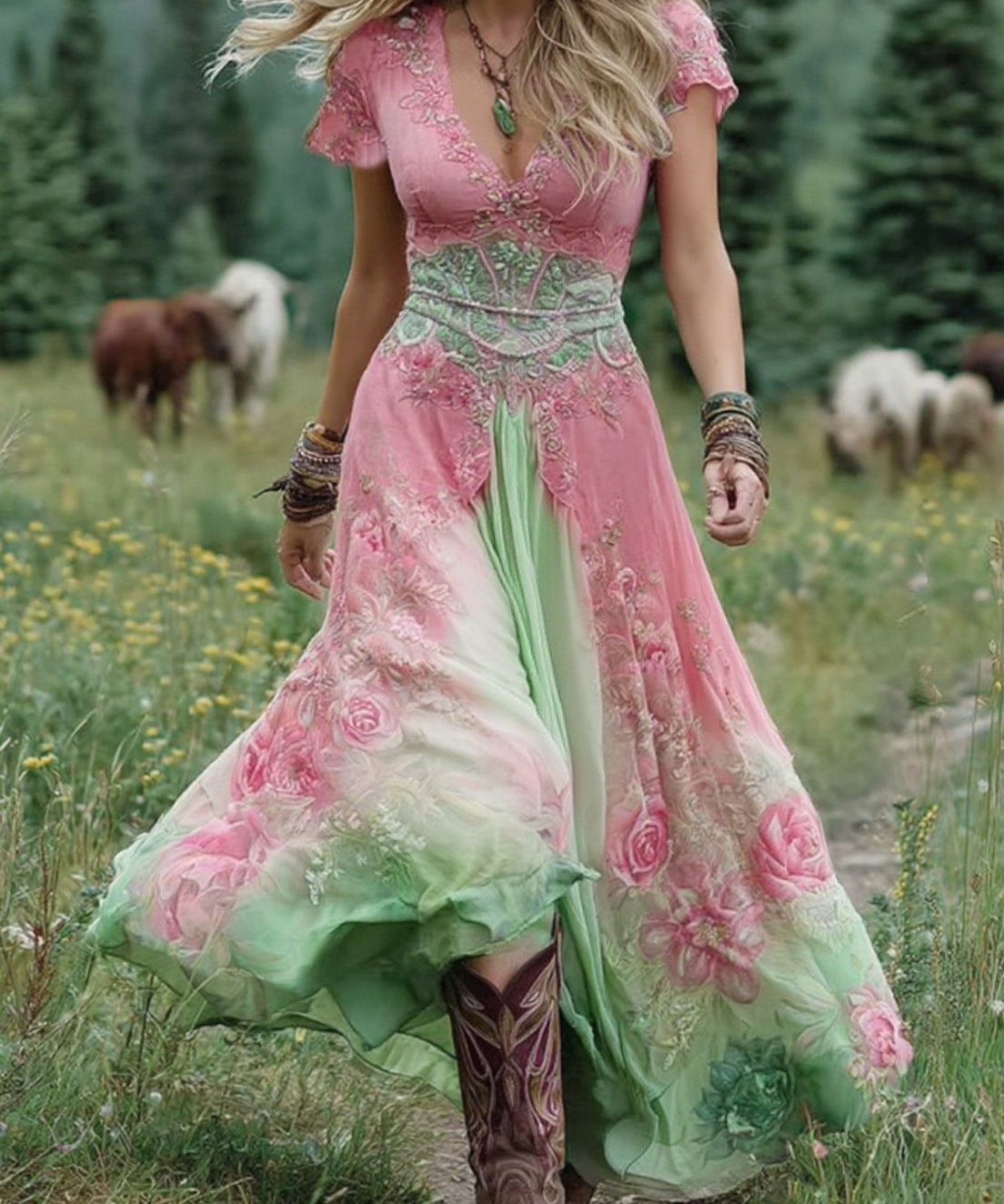 Serena - Vestido Maxi Curto Floral