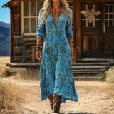 Maria - Obleka Casual z Dolgimi Rokavi, Navdihnjena z Vintage Stilom