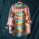 Elisa - Casual srajca z vintage ribjim vzorcem