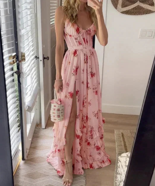 Sónia - Vestido midi padrão floral