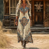 Maria - Obleka Casual z Dolgimi Rokavi z Vintage Navdihom