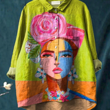 Âmbar - Casual T-Shirt z Portretom Frede v Oljni Slikariji