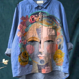 Âmbar - Casual T-Shirt z Portretom Frede v Oljni Slikariji