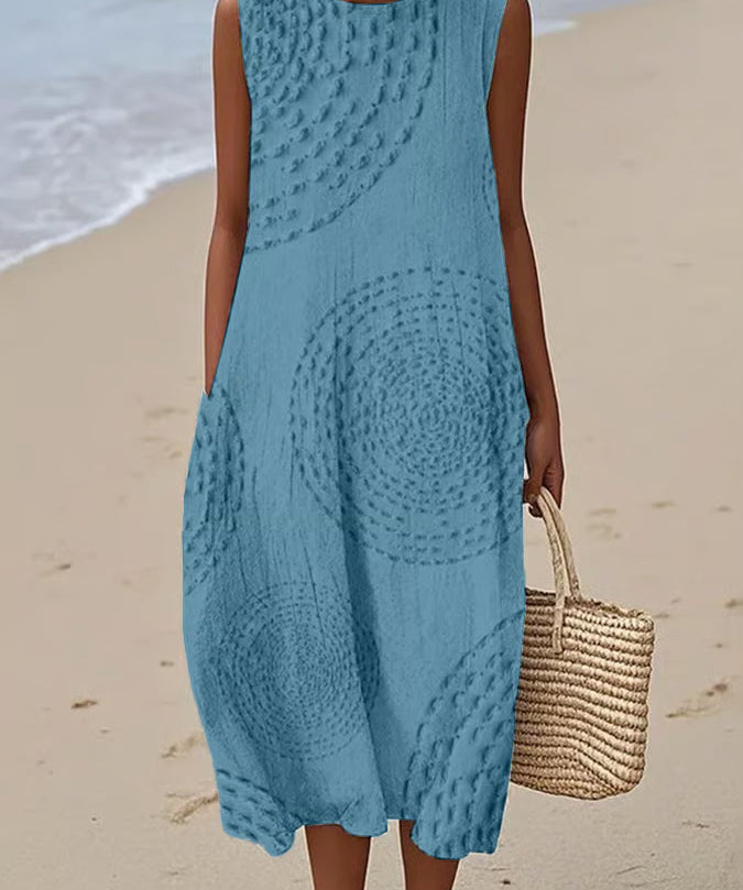 Ana - Vestido Maxi Sem Mangas Texturizado