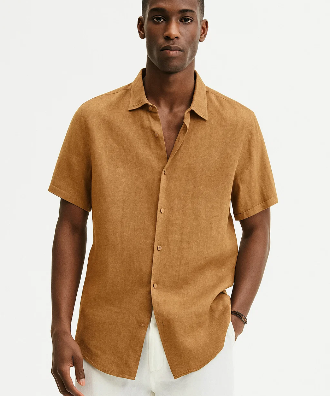 Camisa de Botão - Colarinho Aberto