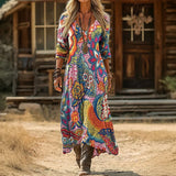 Maria - Casual obleka z dolgimi rokavi, navdihnjena z vintage stilom