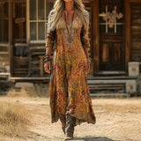 Maria - Obleka Casual z Dolgimi Rokavi z Vintage Navdihom