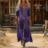 Maria - Obleka Casual z Dolgimi Rokavi z Vintage Navdihom