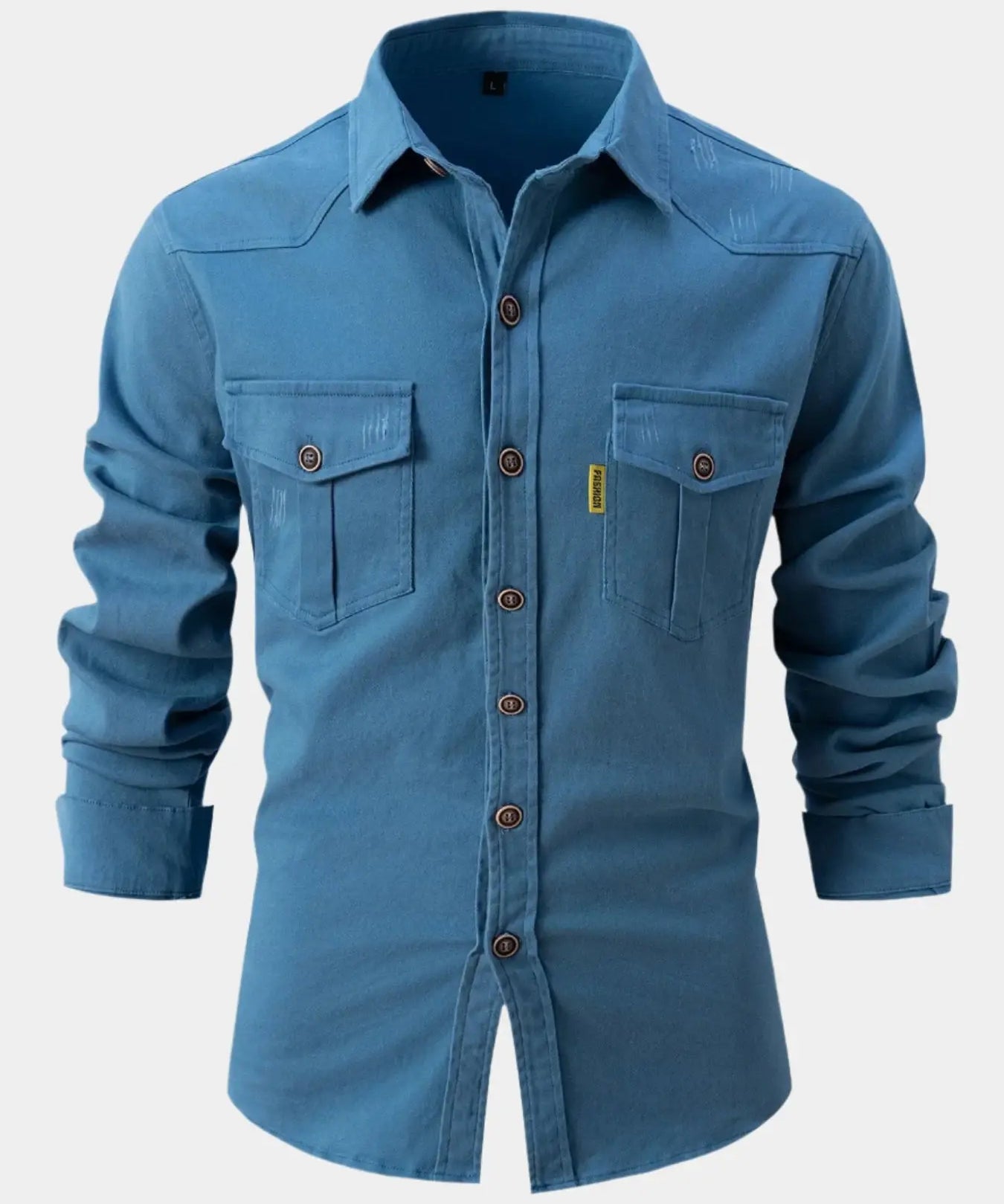 Camisa de Mistura de Denim - Botões