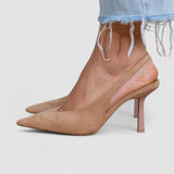 Marlena - Nude slingback čevlji s tankim peto