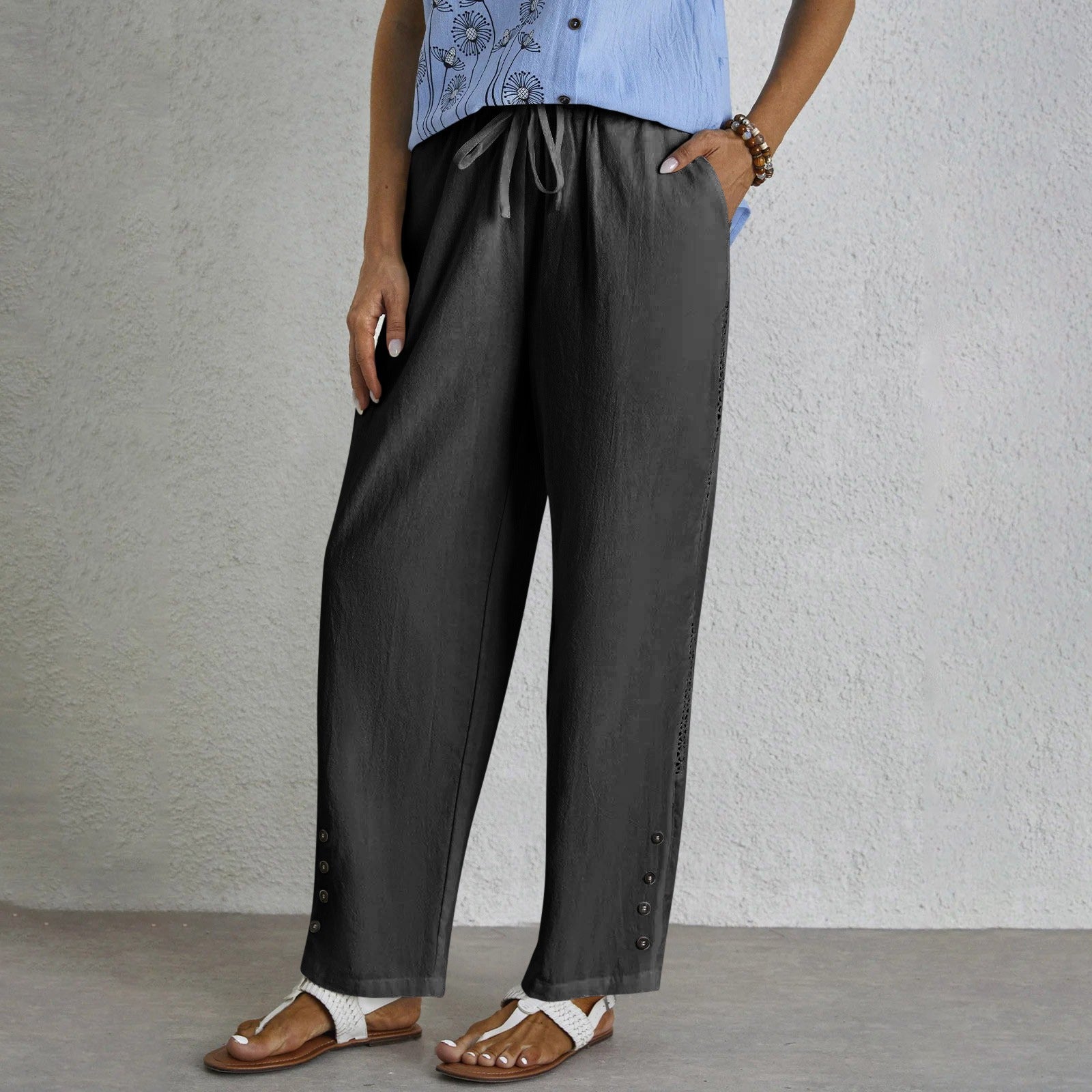Cristina | Pantalones Holgados con Botones