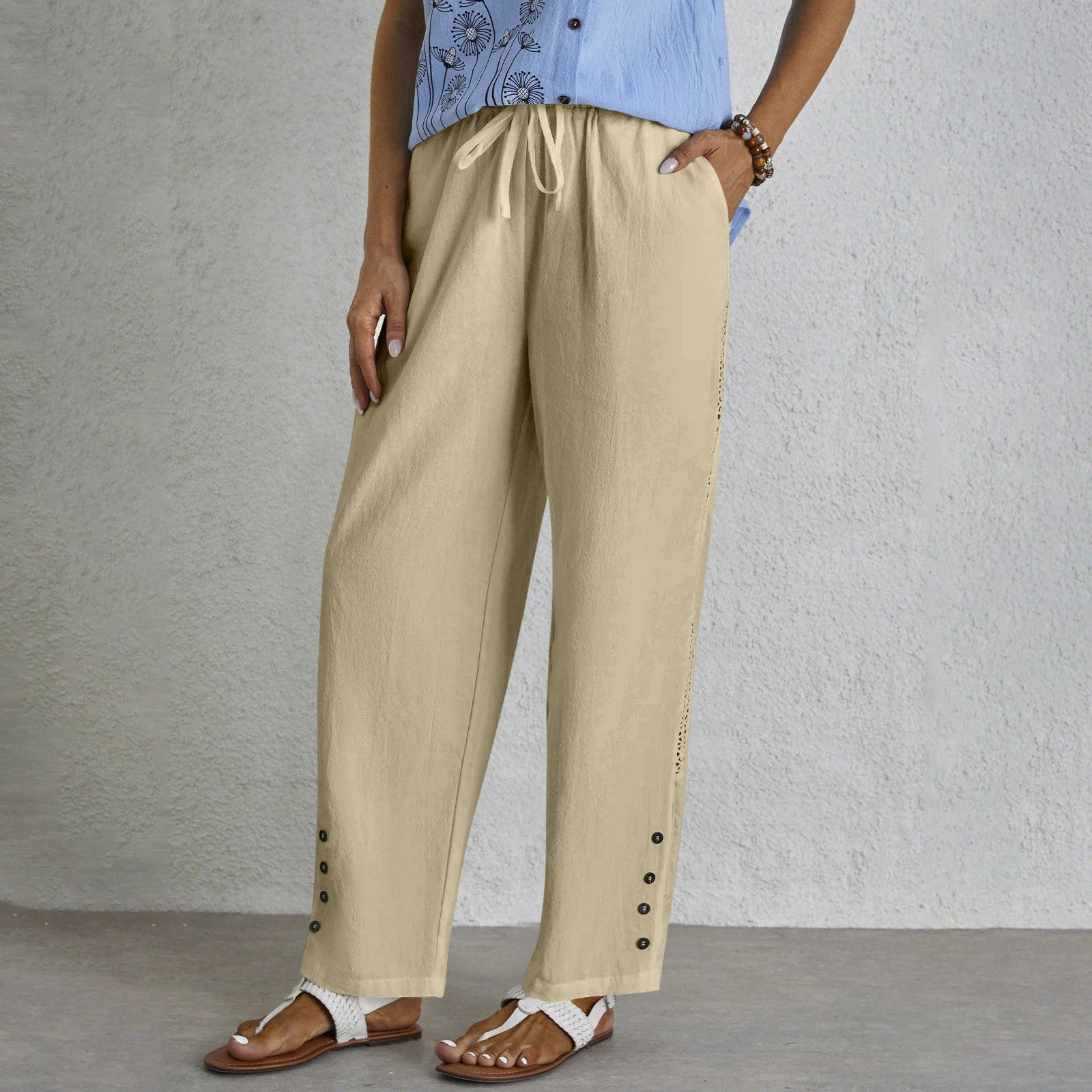 Cristina | Pantalones Holgados con Botones