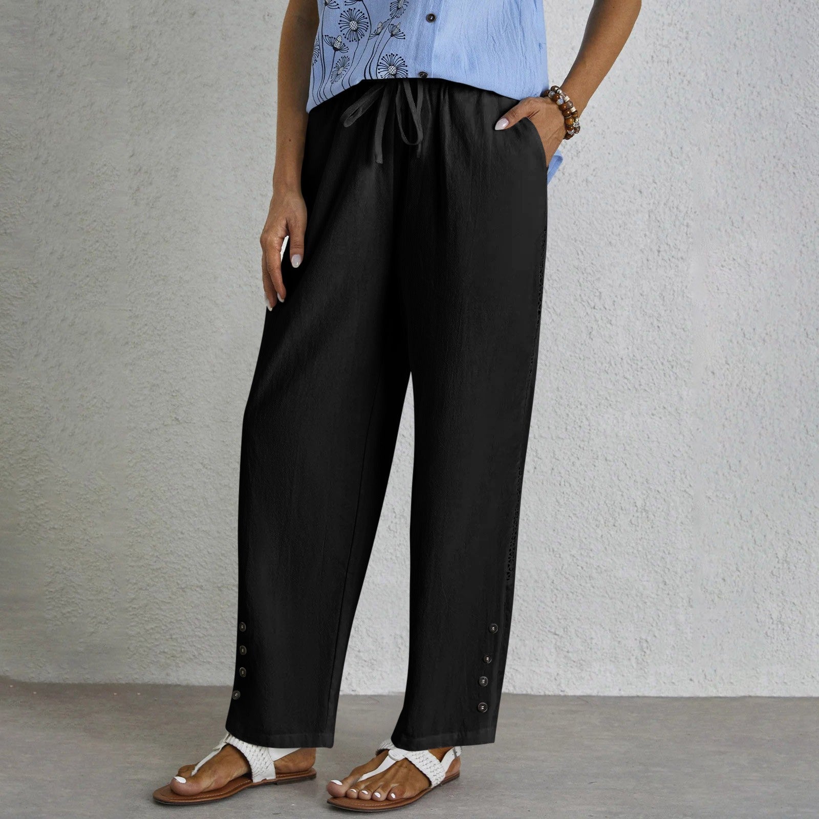 Cristina | Pantalones Holgados con Botones