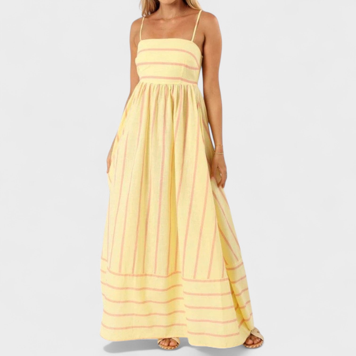 Isabel - Vestido comprido às riscas