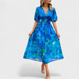 Clara - Elegantna Midi Cvetlična Oblačila