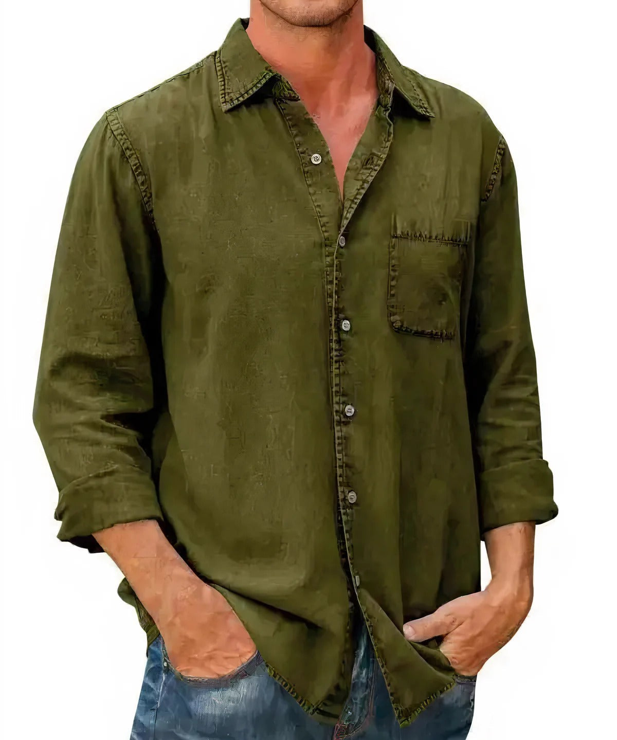Camisa - Mistura de Denim Longa