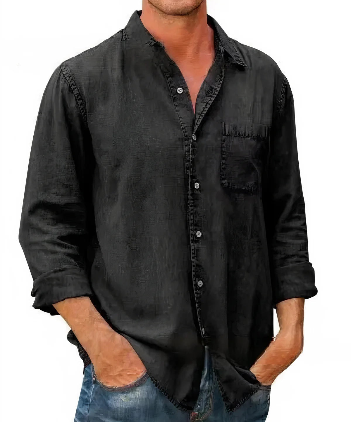 Camisa - Mistura de Denim Longa