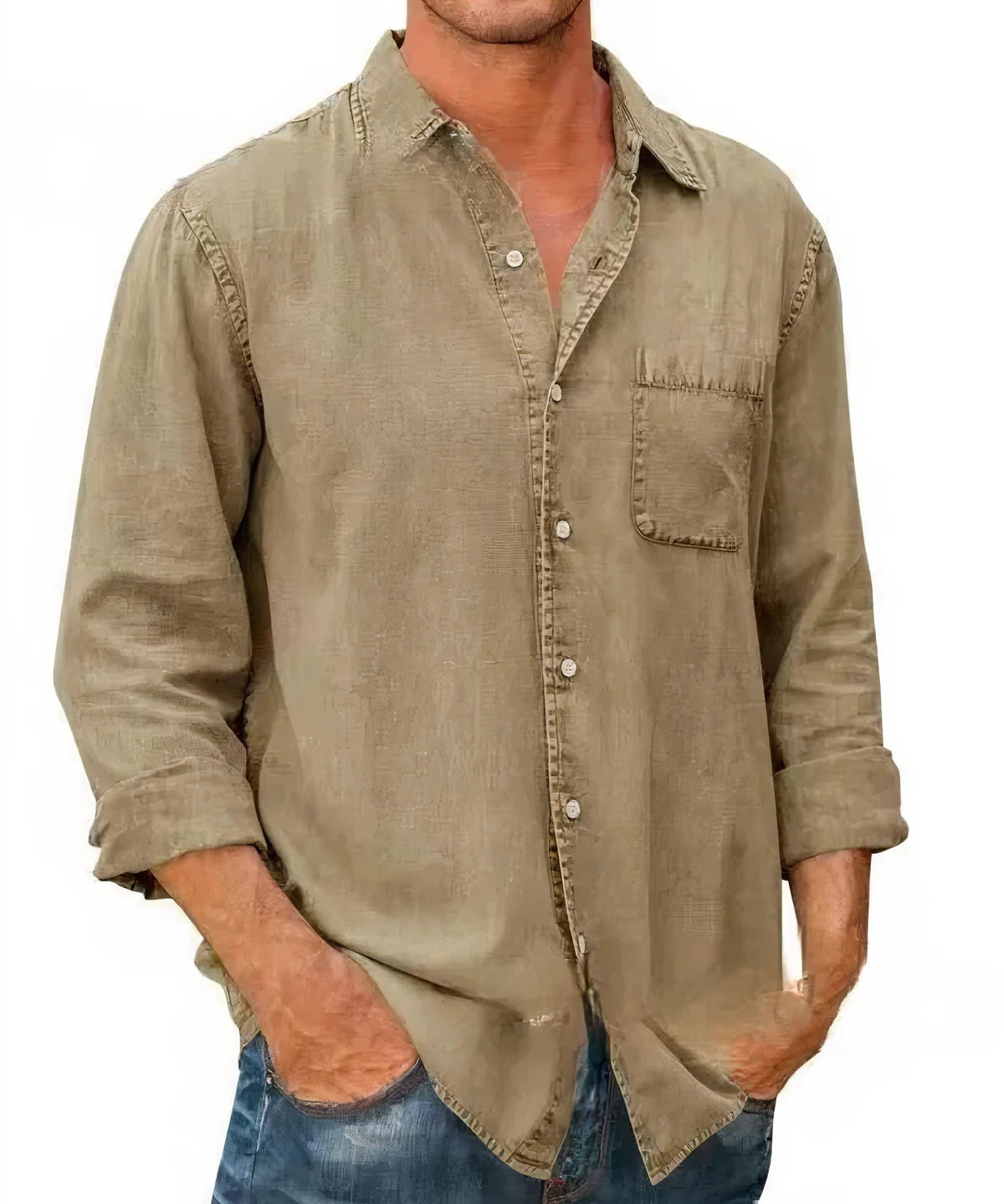 Camisa - Mistura de Denim Longa