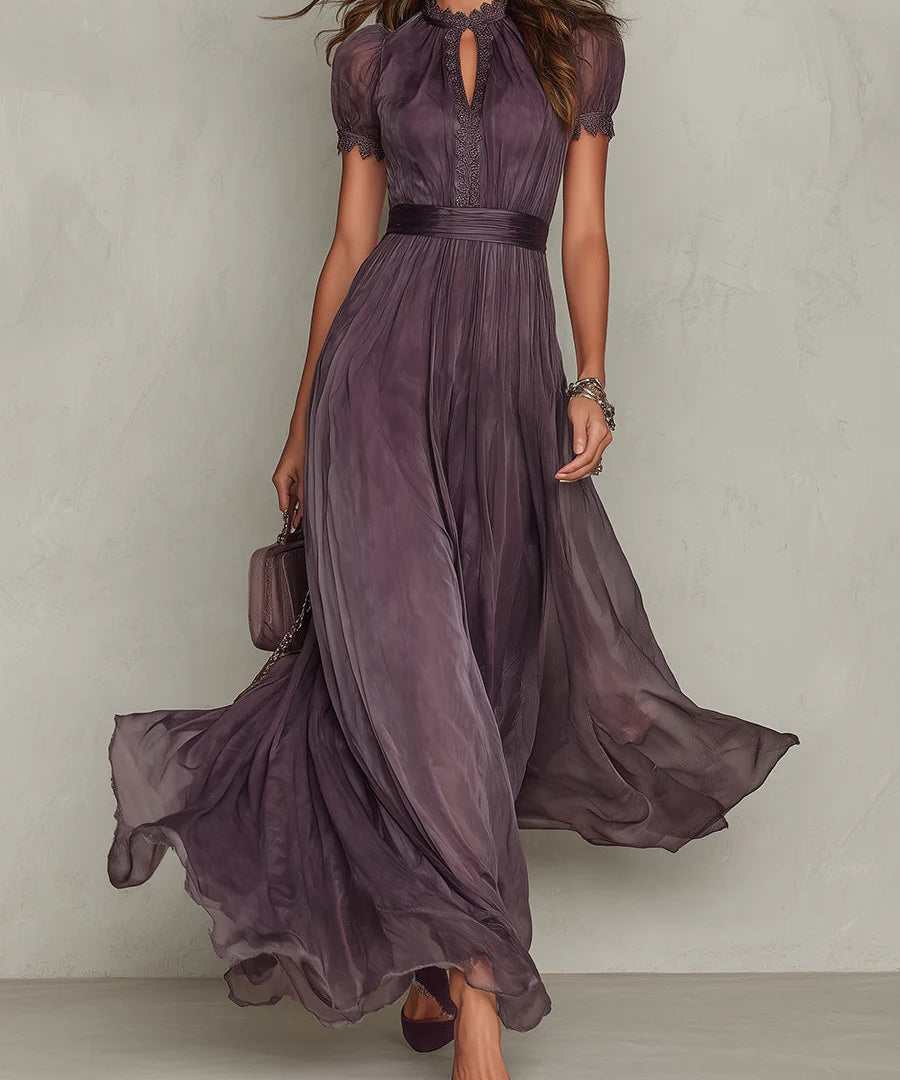 Flávia - Vestido longo roxo com decote