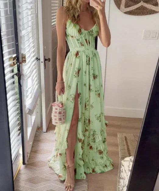 Sónia - Vestido midi padrão floral
