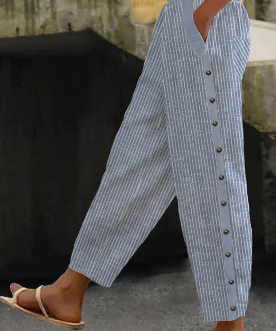 Lourdes | Pantalón con Botones Rayado