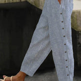Lourdes | Pantalón con Botones Rayado