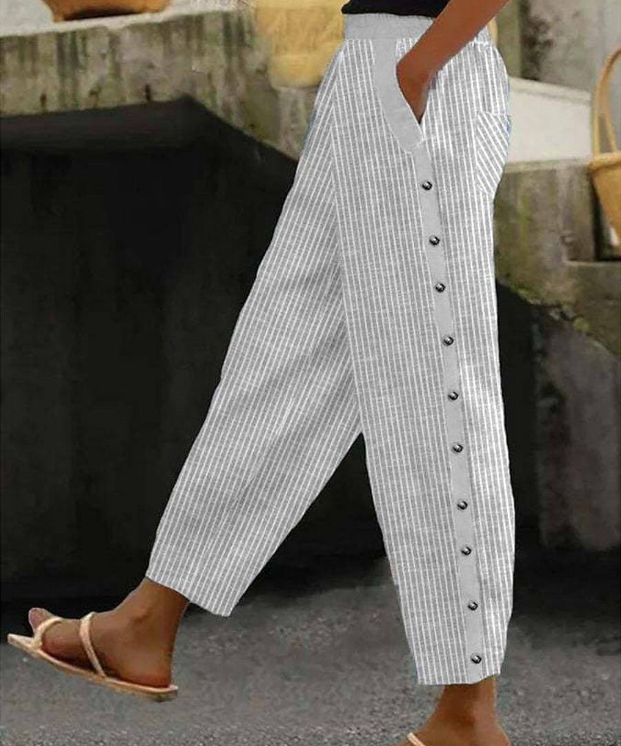 Lourdes | Pantalón con Botones Rayado