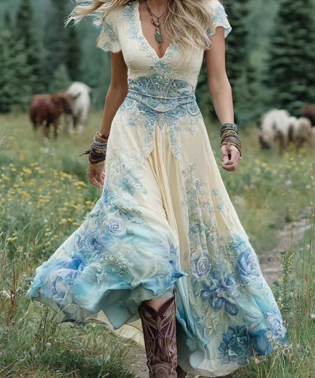 Serena - Vestido Maxi Curto Floral
