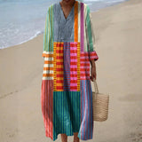 Eva - Dolga večbarvna obleka v patchwork stilu