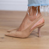 Marlena - Nude slingback čevlji s tankim peto
