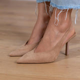 Marlena - Nude slingback čevlji s tankim peto